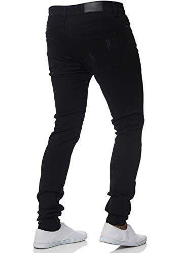 chouyatou Men's Distressed Tapered Leg Ripped Holes Long Denim Pants Jeans2