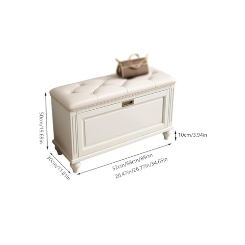 Banc pour entrée blanc au design épuré avec étagère cachée
