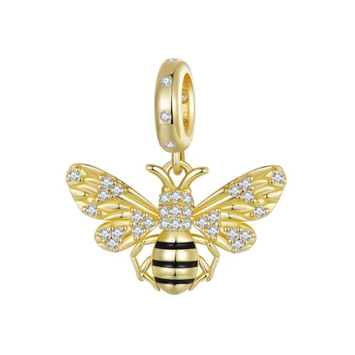 Dijes colgantes abeja chapados oro plata ley 925 pulseras collares cumpleaños mujer