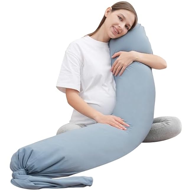 MOON PARK Pregnancy Pillow - Incredibly Smooth and Soft Cooling Cover I Shaped Full Body Maternity Pillow with Removable Cover - Support for Side, Back, Legs, Belly, HIPS - Grey