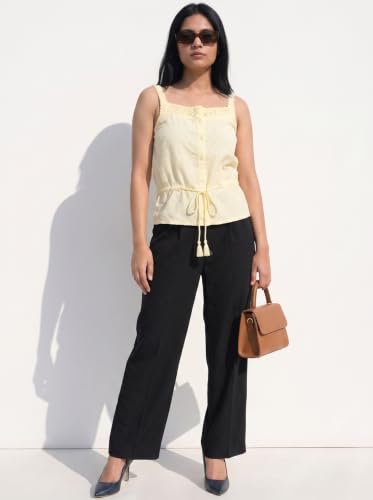 Image of Tokyo Talkies Women's Sleeveless Shoulder Strap Embroidered Tops| Stylish Casual wear