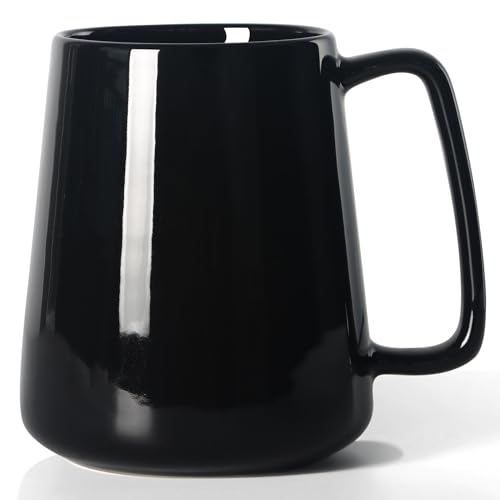 Image of SHOWFULL 24 oz Extra Large Coffee Mug, Oversized Ceramic Coffee Mugs, Heavy Porcelain Boss Cup, Big Capacity and Large Handle for Dad Men Women, Microwave & Dishwasher Safe, Black