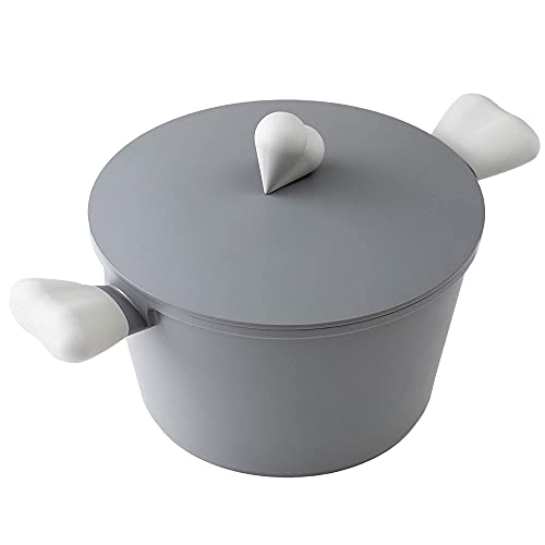 Stock Pot, ROCKURWOK Nonstick Cooking Pot, Die Casting Aluminium Dutch Oven Casserole with Lid 4.5 Quart, Gas, Induction Compatible, Gray