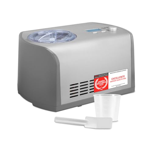 TZS First Austria Sorbetière 1,2L - 135W - Compresseur et Fonction Réfrigérante - Machine à Glace pour Crème Glacée, Sorbet ou Frozen Yogurt - Acier Inox...