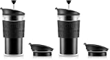 Bodum K11102-01 Travel Press Set Kaffeebereiter mit extra Trinkaufsatz, 0.35 l (Packung mit 2)