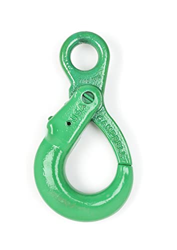 Campbell 5648695 Grade 100 Cam-Lok Self Locking Eye Hook, Painted Green, 3/8" Trade, 6.56" Inside Length, 8800 lbs Working Load Limit