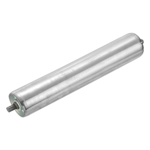sourcing map Stainless Steel Conveyor Roller 3" Diameter 16" Length Gravity Transmission Replacement Part Galvanized End (Silver)
