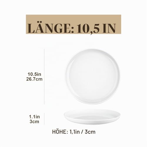 MALACASA Serie REG Porzellan Speiseteller 6 Personen Ø26,7×3 cm cremeweißes – Ansicht 2