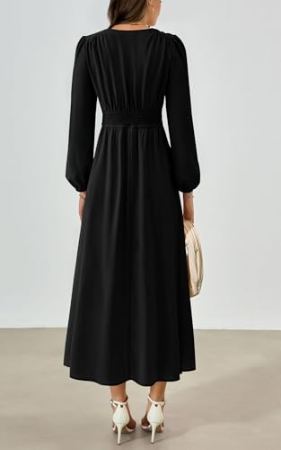 PRETTYGARDEN Womens Long Sleeve Maxi Dress 2025 Fall Trendy Elegant V Neck Flowy Wedding Guest Holiday Formal Long Dresses2