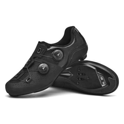 Hixingo Zapatilla de Ciclismo Hombre Mujere Zapatos Bicicleta de Carretera Montaña Exterior Compatibles SPD SPD SL Look Delta Lock System, Zapatillas de MTB Ciclismo Unisex (Negro,42)