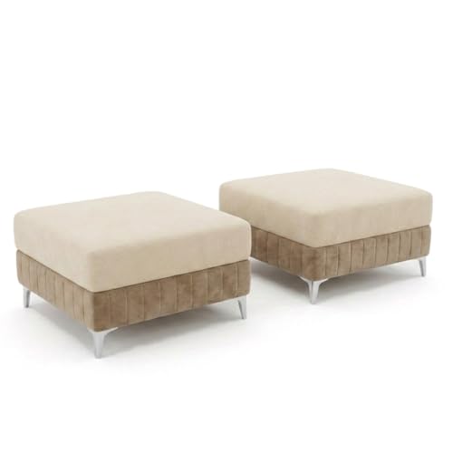 Image of Amelia Rich 5 Seater L Shape Sofa Set with 2 Movable Ottomans | Flexible Layout | Spacious Soft Touch Seating | Modern Sofa for Living Room (Beige & Cream)