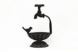 Parisloft Casting Iron Bird and Water-tap Decorative Metal Soap Dish Farmhouse Rustic Home Decor