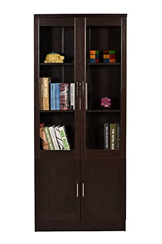 CASPIAN 2 Door Multipurpose Wooden Cabinet (Brown) | Glass Door