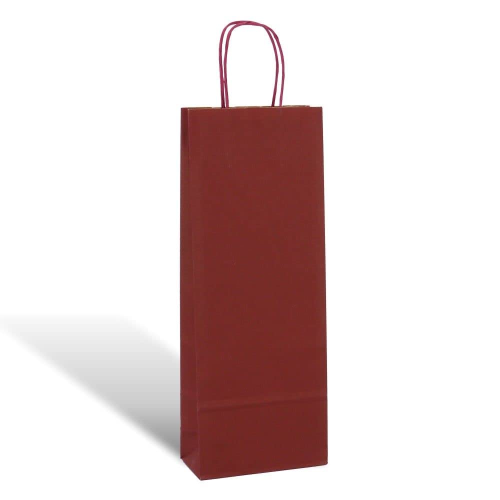 25 PZ Busta shopper per BOTTIGLIA di VINO colore BORDEAUX 14x8.5x39 cm