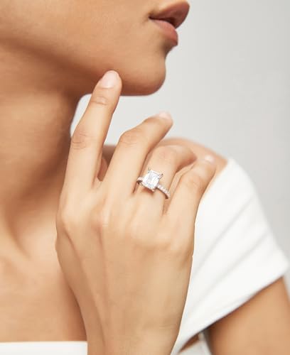 TIGRADE 3CT Emerald Cut Engagement Ring
