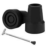 2Pcs Walking Stick Rubber Ends,Heavy Duty Non-Slip Ferrules for Walking Sticks,Stable crutches rubber ends,TPR Material Cane Tips Replacement,Durable Rubber Tip for Elderly Walkers&Hiking Sticks,Black