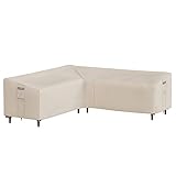 SONGMICS Outdoor Sectional Cover, L-Shaped Sofa Cover, Waterproof Outdoor Furniture Cover, 102' L x 102' L x 35' W x 31/23.6' H, Beige UGSC226BE