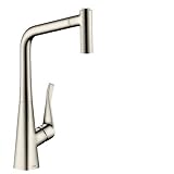 Hansgrohe 14820800 Metris grifo de cocina con ducha extraíble, acero inoxidable