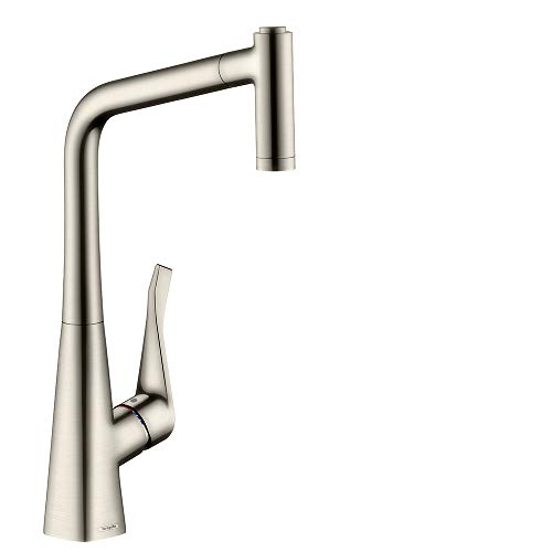 hansgrohe Metris kitchen tap 320 mm high with pull out spray, swivel spout