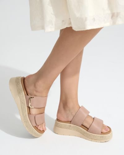 Image of UBFEN Womens Platform Wedge Sandals Orthopedic Arch Support | Espadrille Slides, Comfortable Cushioned, Dressy for Summer Walking, Beach Vacation