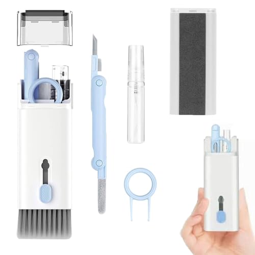 7 in 1 Tastatur Reinigungsset Alles in Einem Handy Laptop Reinigungsset Kopfhörer für AirPods 1/2/3/4/Pro 2/3 Handys Kamera iPad Tastatur Ohrhörer Blau und Weiß