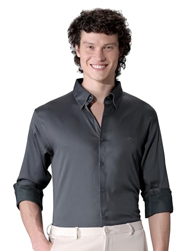 Image of BEYOUNG Regular Fit Formal Satin Shirt for Men | Full Sleeves | Men's Stylish Satin Silk Shirt | Formal Shirt | Buttondown Collar | Satin Solid Shirt for Men