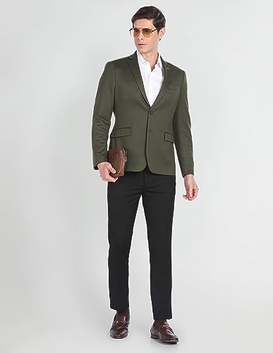 Image of Arrow Men's Red Textured Notch Collar Long Sleeve Formal Polyester Slim Fit Blazer