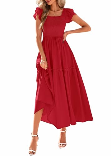 Image of KIRUNDO Smocked Summer Midi Dresses for Women 2026