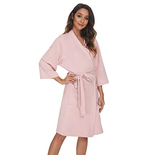 U2SKIIN Robes for Women, Microfleece Womens Robes Long Soft Warm Cozy Bathrobe with Pockets Lightweight Ladies Sleepwear(Pink, L)