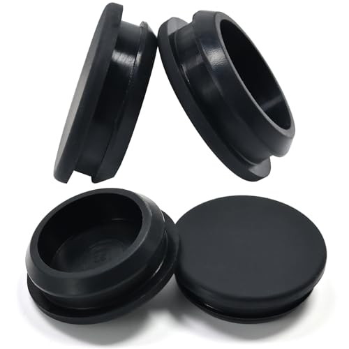 Image of 4 Pcs 32 mm Silicone Rubber Plugs Snap in Locking Hole Plugs for 32-33 mm (1-1 /4 inch-1-5 /16 inch) Round Holes, Flush Type Rubber Stoppers, Flexible Tube Pipe End Caps Covers, Waterproof Sealing Plugs, Black