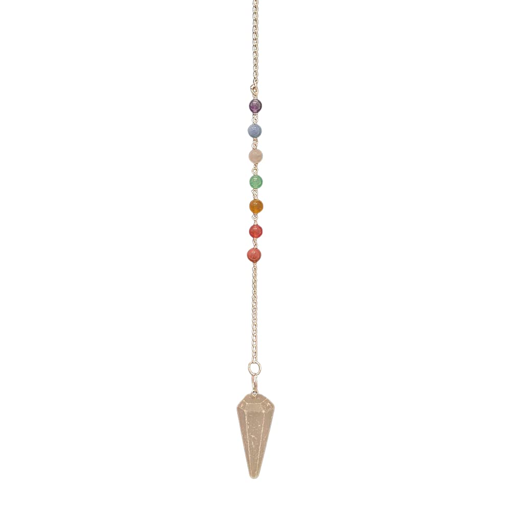 VIE Naturals Pendulum with 7 Chakra Beaded Chain, Selenite, One