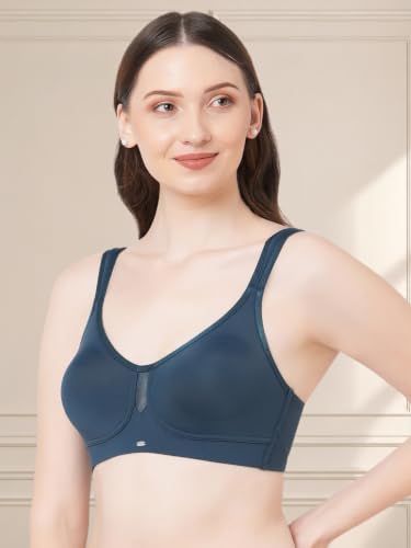 Image of SOIE Women's Full Coverage Minimizer Bra|Non Padded, Non Wired,Nylon Spandex |Broad Cushioned Straps,High Side Coverage & Side Support