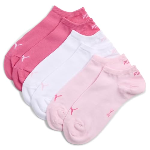 PUMA 3 Paar Unisex Herren Damen Sportsocken Kurzsocken Sneaker Socken, Farbe:Mehrfarbig, Größe:39-42, Artikel:-422 pink lady