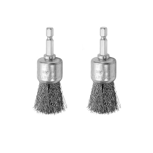 Image of Abrasive Wire Pen Brush Set for Drill - 1 /4 Inch Hex Shank 1 Inch Wire Pen Brush - Stainless Steel Crimped Carbon Steel Brush for Rust,Cleaning,Deburring,Removing Paint-2pcs