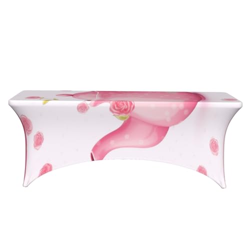 Nappe infroissable rose pour table rectangulaire 1,8 m lavable et facile à installer - 3
