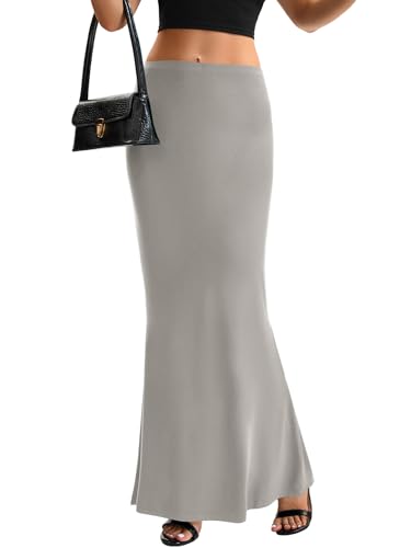 Image of KIFOVEN Women's High Waist Elastic Flare Sexy Bodycon Basic Slim Maxi Skirt