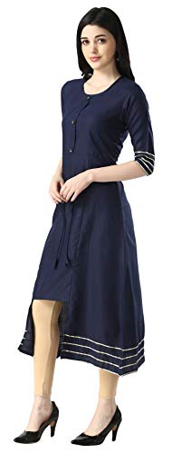 Image of Leriya Fashion Designer Slub Cotton Fully Stitched AnarklaiKurti for Women & Girls on Jeans Palazzo or Skirt