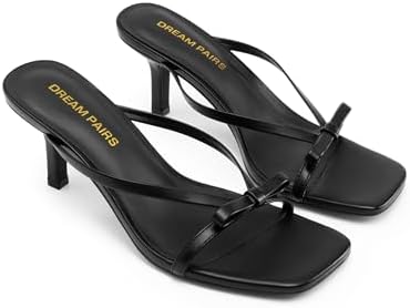 DREAM PAIRS Womenâs Comfort Bow Kitten Heel Sandals,Black,7 - 4