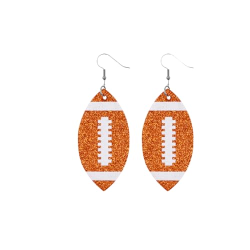 Colorful Layered Football Leather Soccer Pendant Earrings Sparkly Teardrop Earrings for Sports Lover for Women's Jewelry