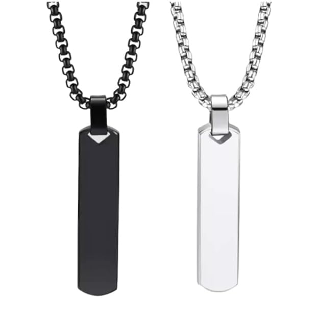 Bar Pendant for Men Combo Black Silver chain for men Boys boyfriend gents locket for men Necklace for men Boy Stainless Steel neck chain mens chains fashion Long Stylish neck chains Hip hop