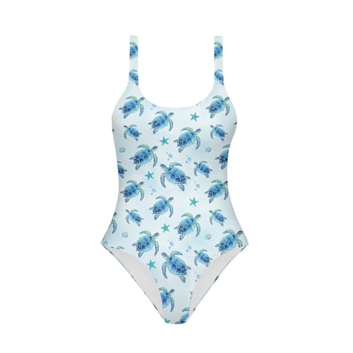 Image of One Piece Bathing Suit for Teen Girls Comfy Crewneck Backless Bathing Suit