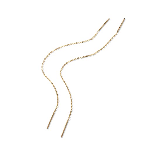 Image of PAVOI 14K Gold Plated Threader Earrings for Women, Statement Chain Earrings | Hypoallergenic Earrings with 925 Sterling Silver Posts, Dangle Chain Threader Earrings Double Piercing