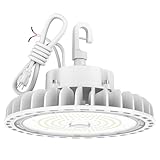 HYPERLITE LED High Bay Light 100W 5000K 13,500LM (135lm/w) CRI>80 1-10V Dimmable 5' Cable with 110V Plug Hanging Hook Safe Rope UL/DLC Approved for Workshop Gym Warehouse