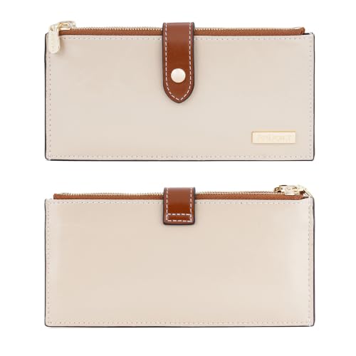 Image of ANDOILT Women's Genuine Leather Wallet RFID Blocking Credit Card Holder Zipper Purse Cell Phone Handbag