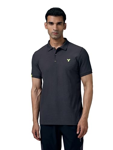 Image of TECHNOSPORT Men's Polyester Slim Fit Self-Design Short Sleeve Polo Matpiq T-Shirt with Anti Microbial, Techno Dry for Regular and Casual Use