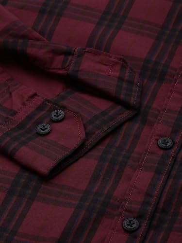 Image of Majestic Man Men Small Checkered Slim Fit Cotton Casual Shirt