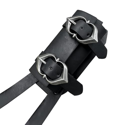 HiiFeuer Medieval Faux Leather Back Sword Frog, Vintage Adjustable Sword Holster, Middle Ages Back Sword Sheath Holster (Black A)