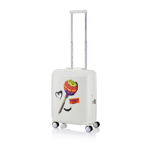 American Tourister Chupa Chups Small Hardside Polycarbonate Cabin Suitcase with Recessed TSA Lock & Double Wheels for Women & Men - Cream Orange