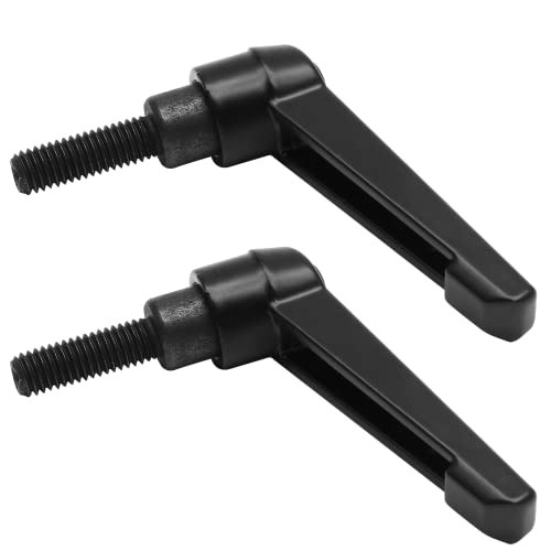 Image of 2pcs M8 Clamping Lever Handle, Alloy Steel, Ratchet Adjustable | Push Button Ratchet Design, M8 x 25mm Male Thread, Electroplated Finish, for Lathe Machine Tool Woodworking Equipment