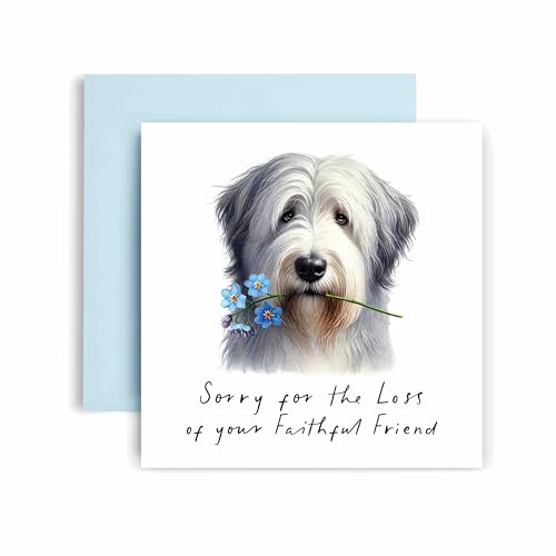 Huxters Sorry for Loss of Dog – Old English Sheepdog – Condolences to Dog Mum and Dog Dad – Dog Best Faithful Friend Deepest Sympathy (Old English Sheepdog)